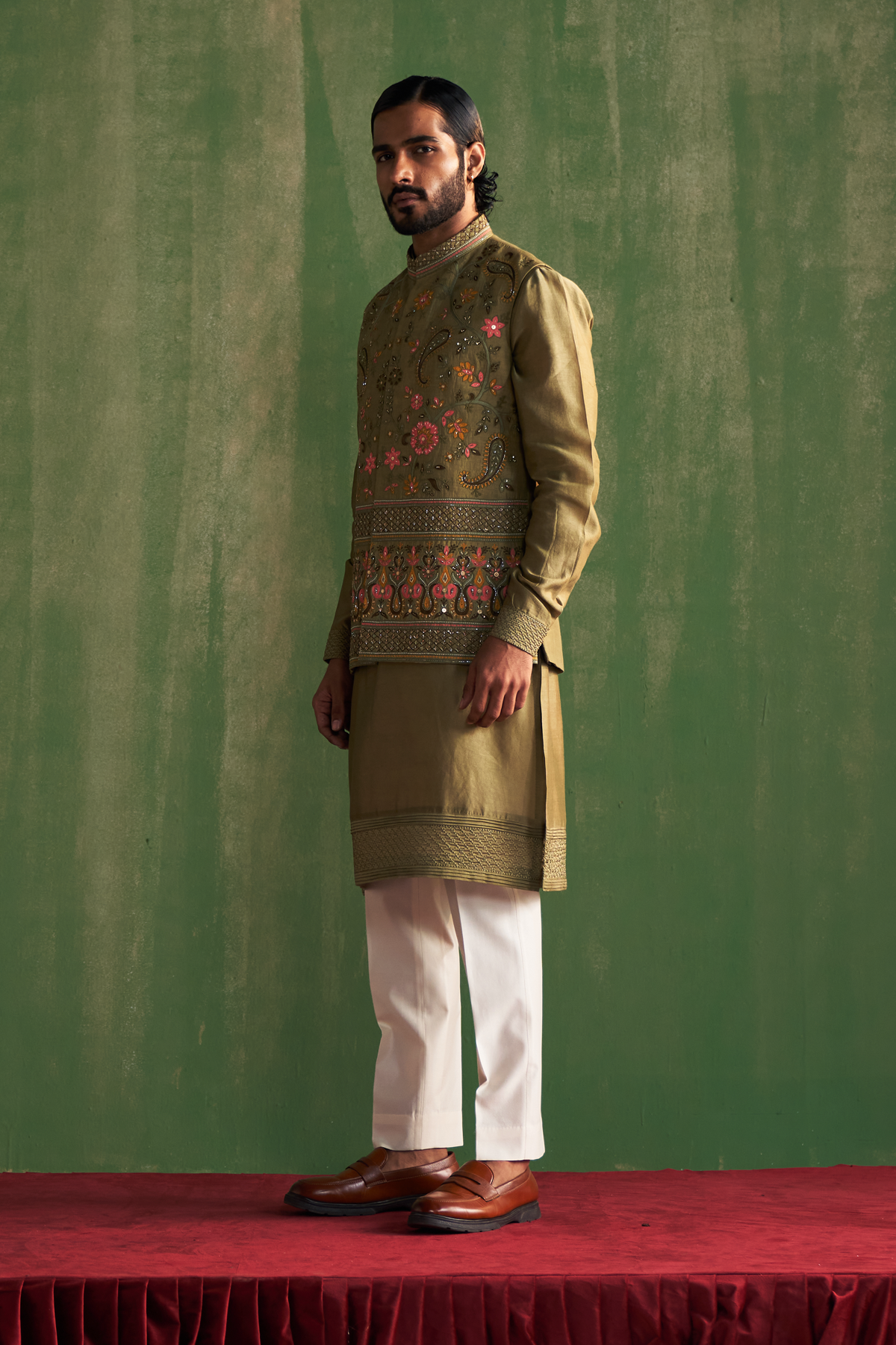 DARSHAN RAVAL IN REYANSH SAGE GREEN BUNDI SET