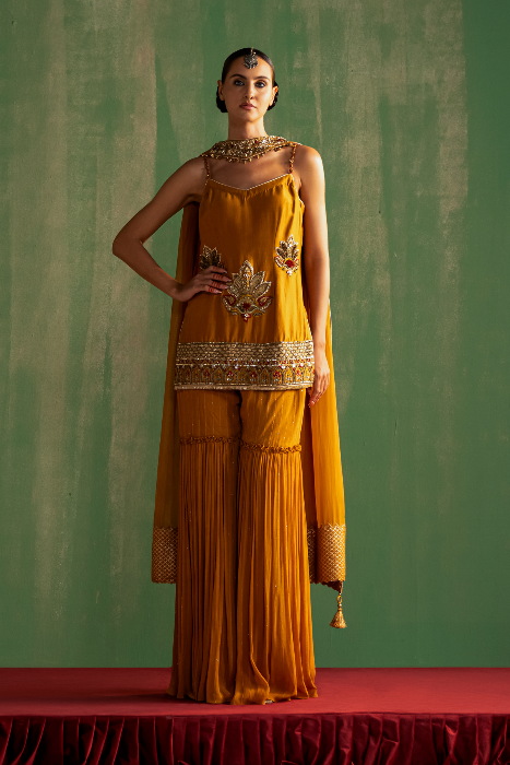 MISHA MUSTARD KURTA SHARARA SET