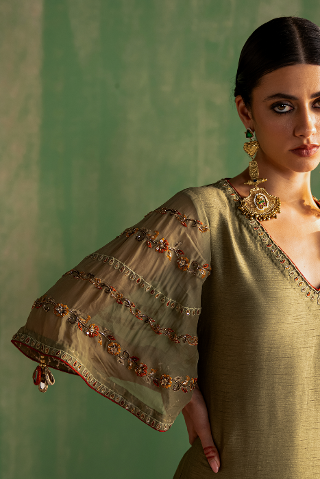 ALIRA GREEN KURTA GHARARA SET