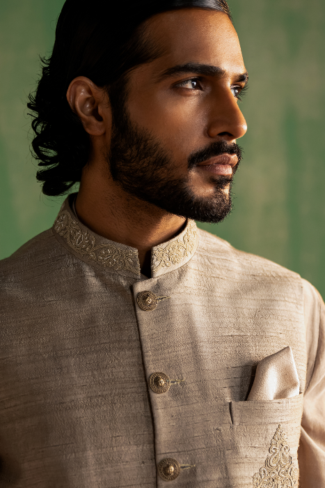 SAMARTH GREY BUNDI SET