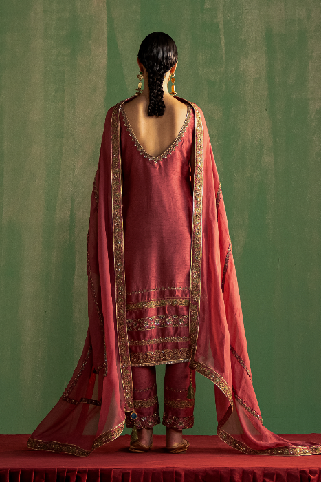 AKANSHA MAUVE PINK KURTA PANT SET