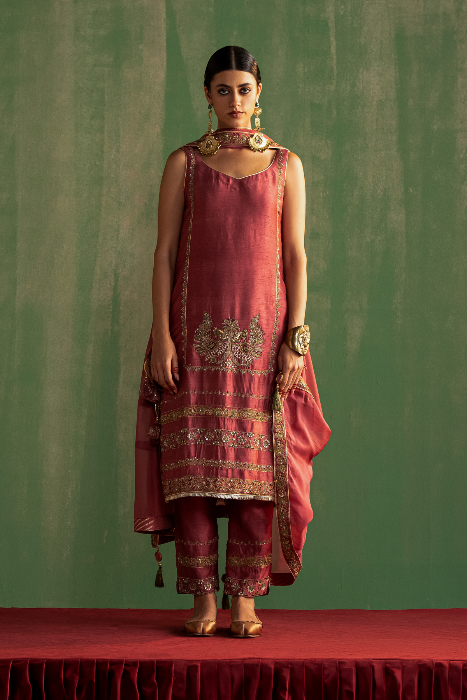 AKANSHA MAUVE PINK KURTA PANT SET