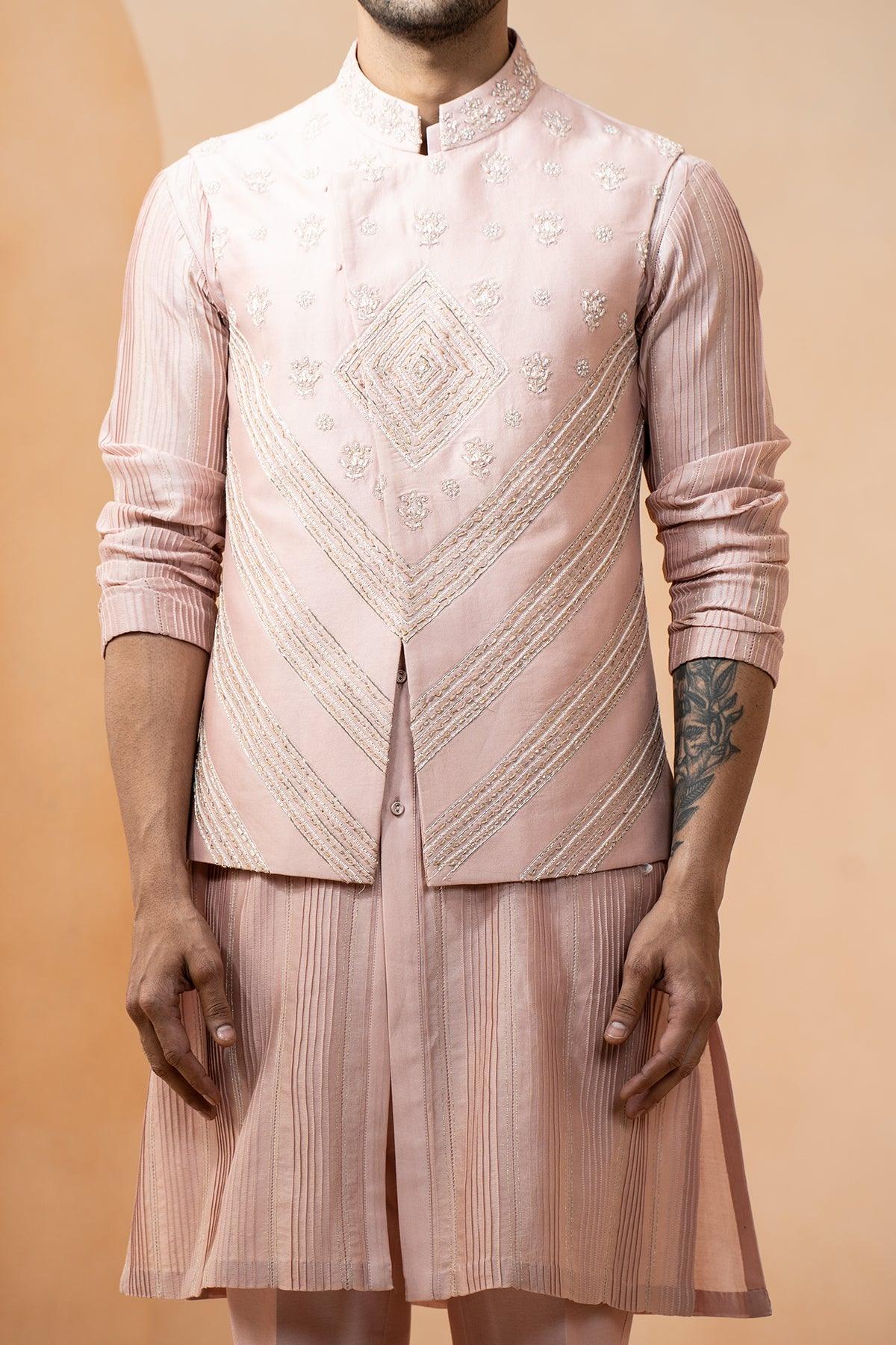 Zaheen Chanderi Nehru Jacket set - Studio Bagechaa