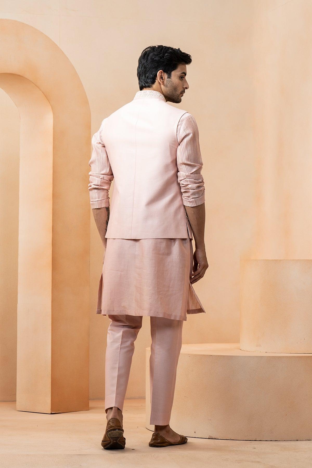 Zaheen Chanderi Nehru Jacket set - Studio Bagechaa