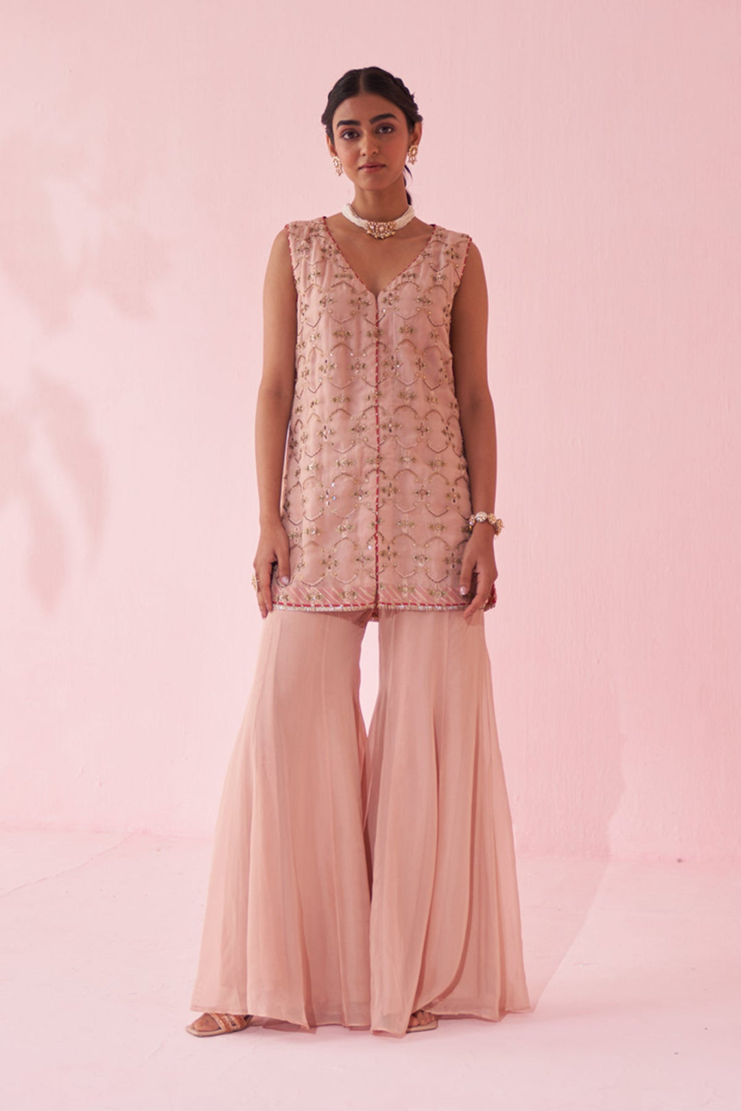 GHAZIYA BLUSH PINK SHARARA SET