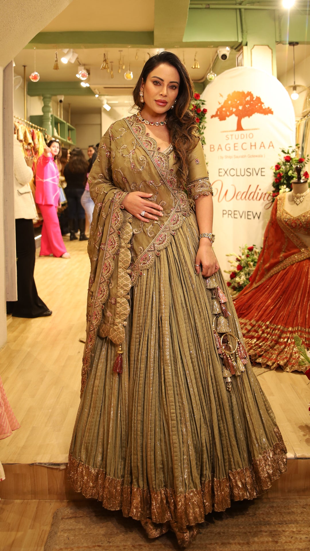 Priyanka Aggarwal  in ISHIRA GREEN LEHENGA SET