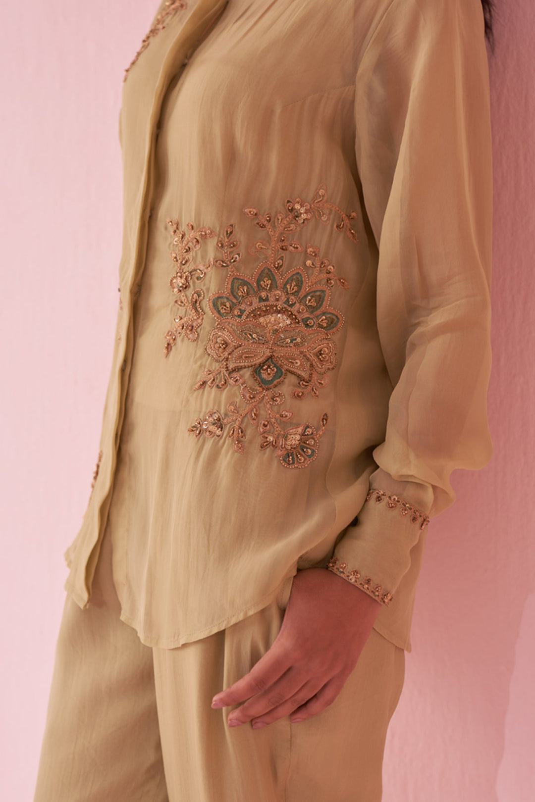 GULMINA GREEN SHIRT PANT SET