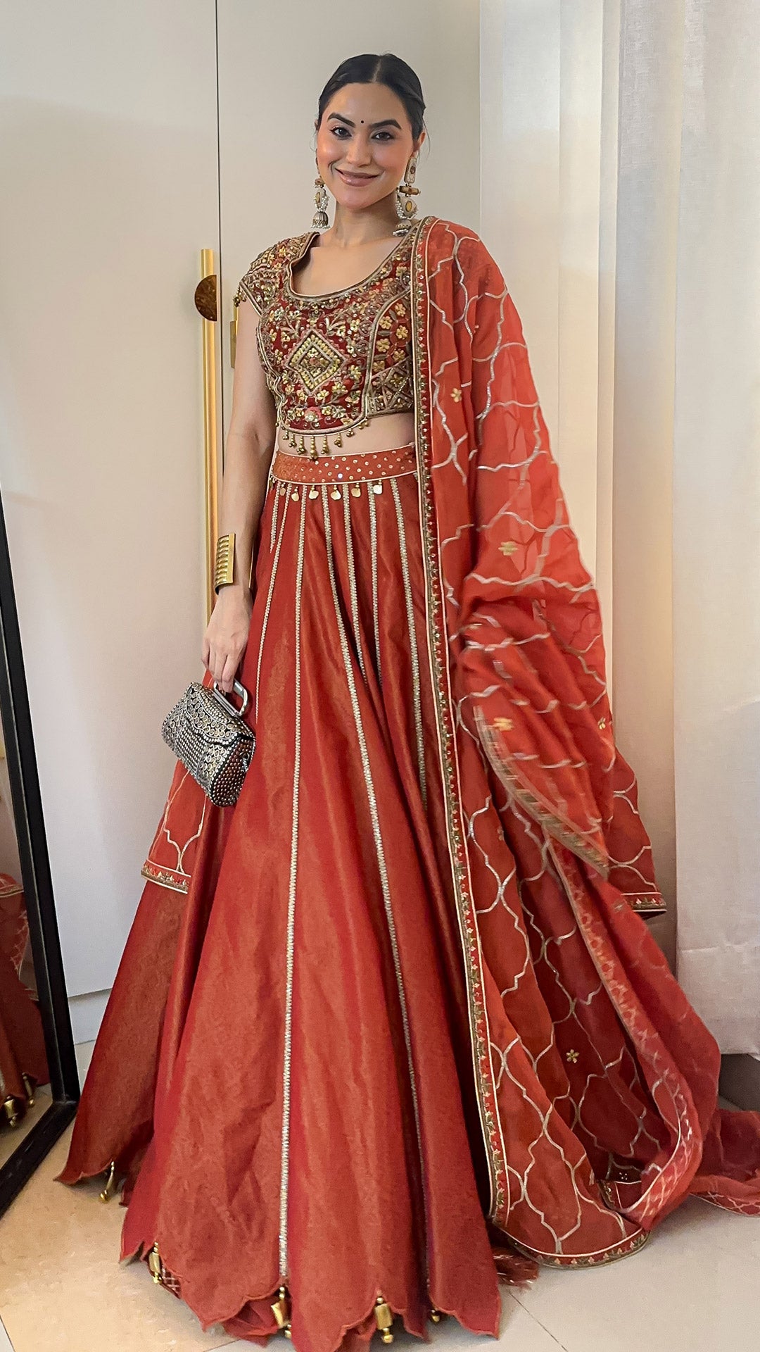 Akshita vohra In Padma Rust Lehenga Set