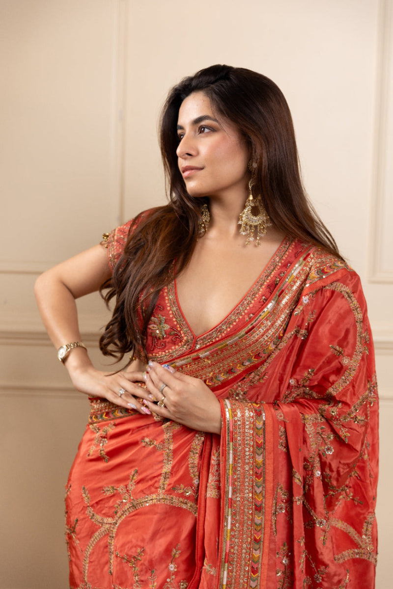 Prerna Mehra in Khwab Tangerine Saree