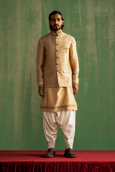RANVIR BEIGE BUNDI SET