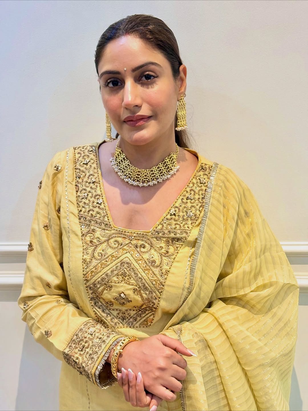 SURBHI CHANDNA IN GULNAR YELLOW KURTA SET