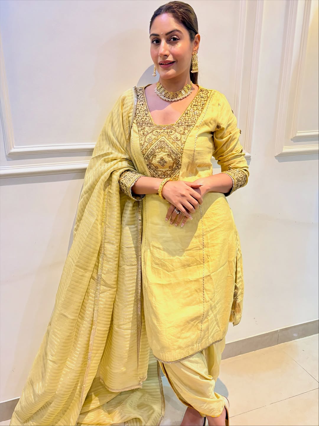 SURBHI CHANDNA IN GULNAR YELLOW KURTA SET