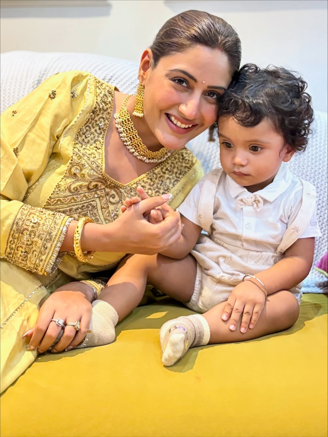 SURBHI CHANDNA IN GULNAR YELLOW KURTA SET