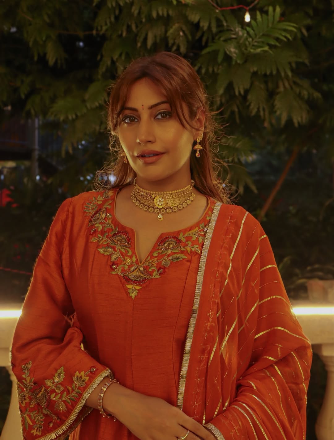 SURBHI CHANDNA IN KAAVYA RUST ANARKALI SET