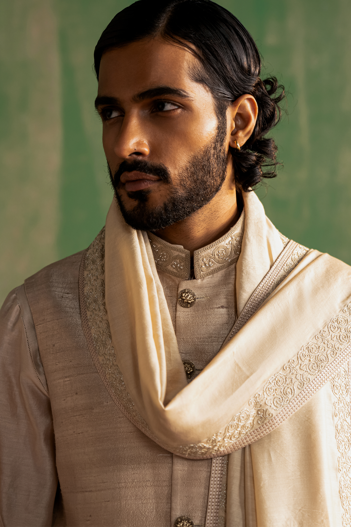VISHANT BEIGE BUNDI SET