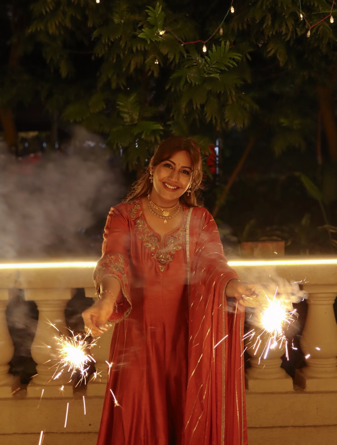 SURBHI CHANDNA IN KAAVYA RUST ANARKALI SET