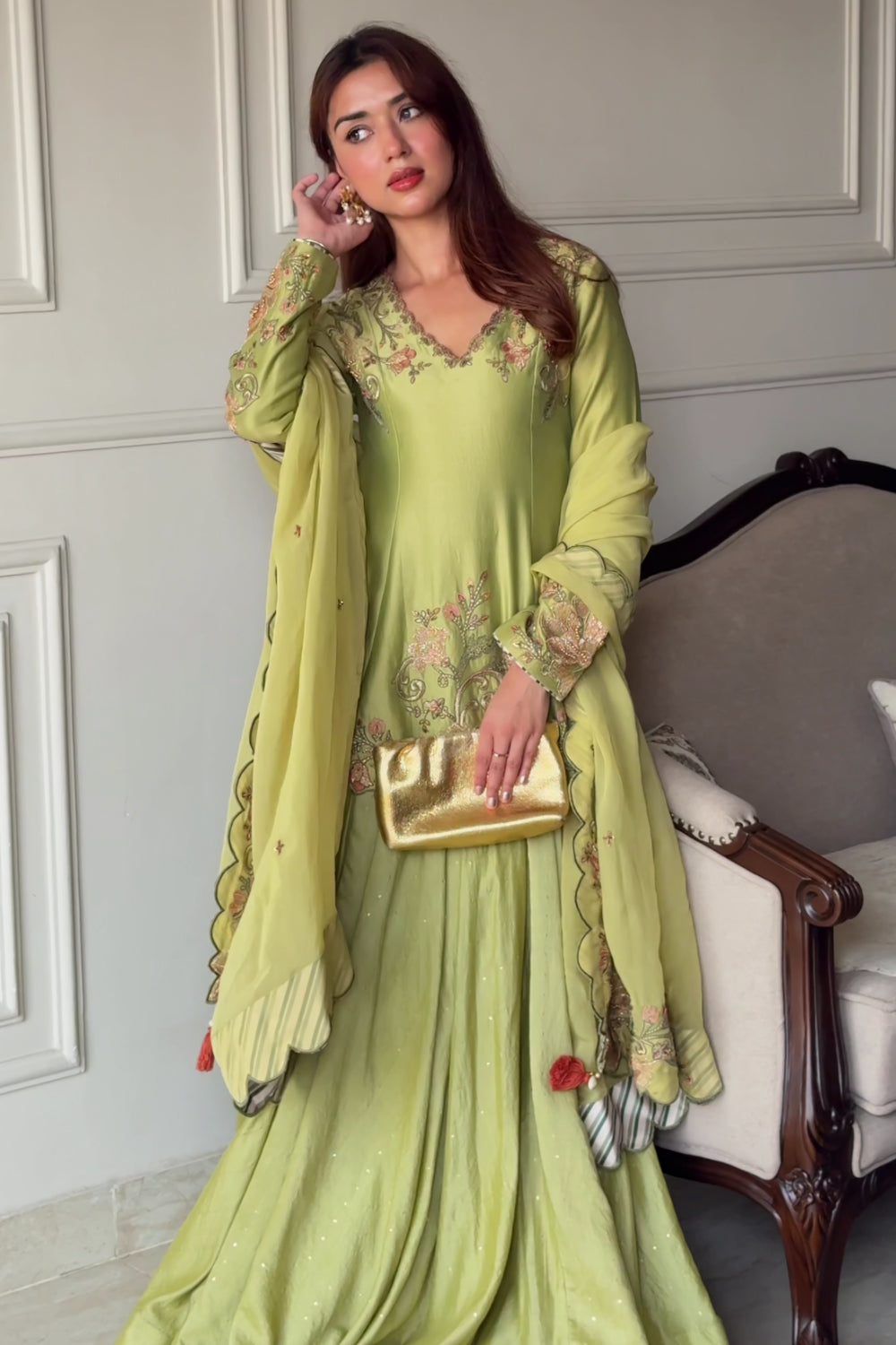 SIMRAN NARANG In Sitara Green Lehenga Set