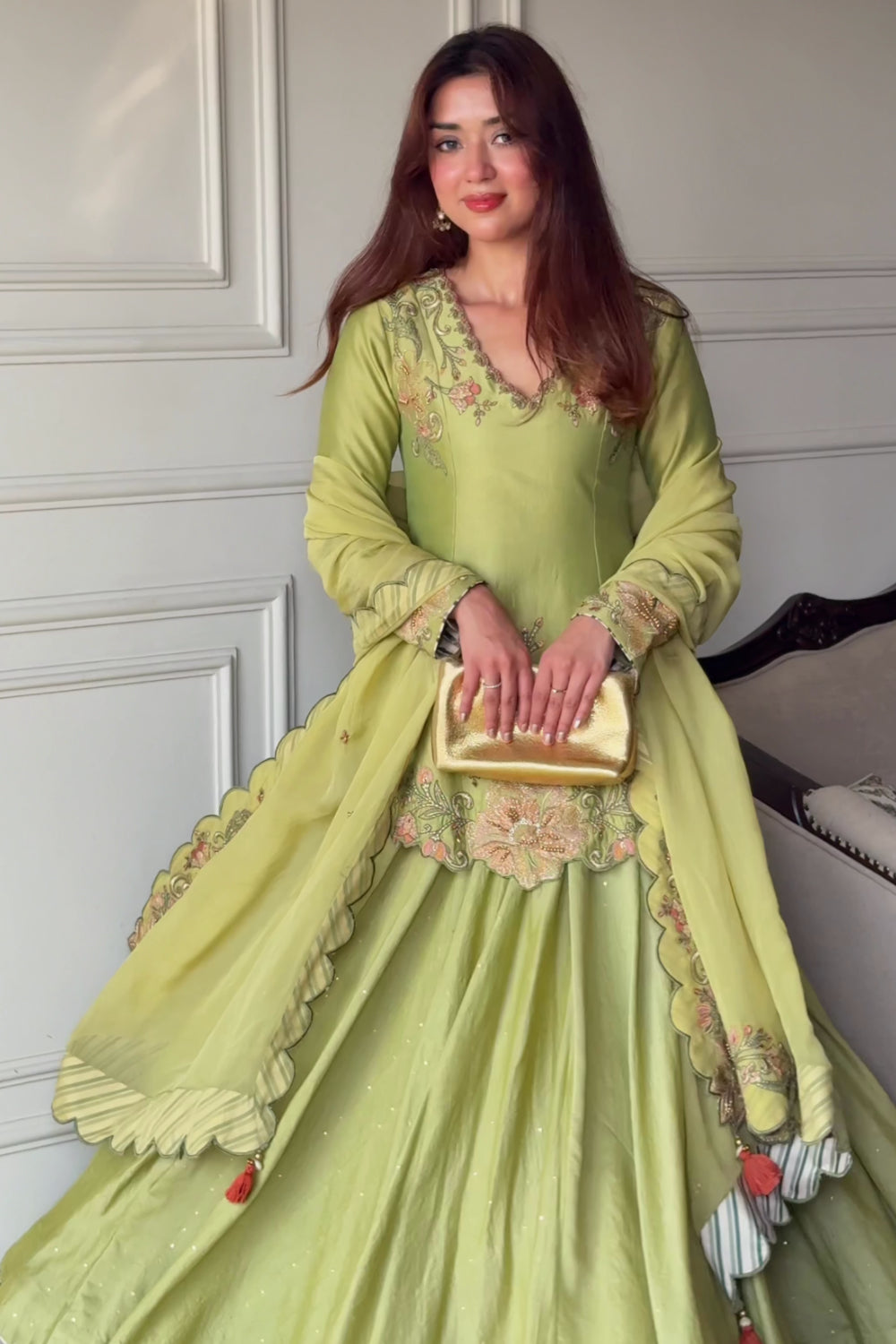 SIMRAN NARANG In Sitara Green Lehenga Set