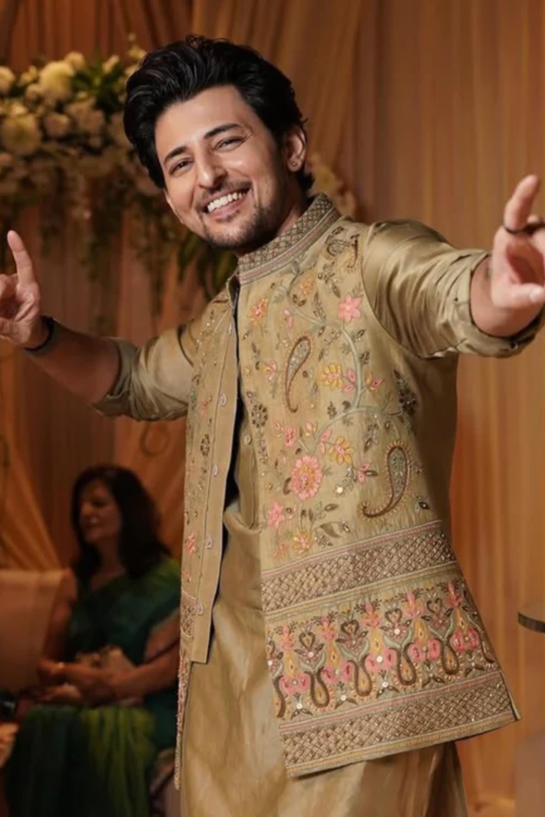 DARSHAN RAVAL IN REYANSH SAGE GREEN BUNDI SET