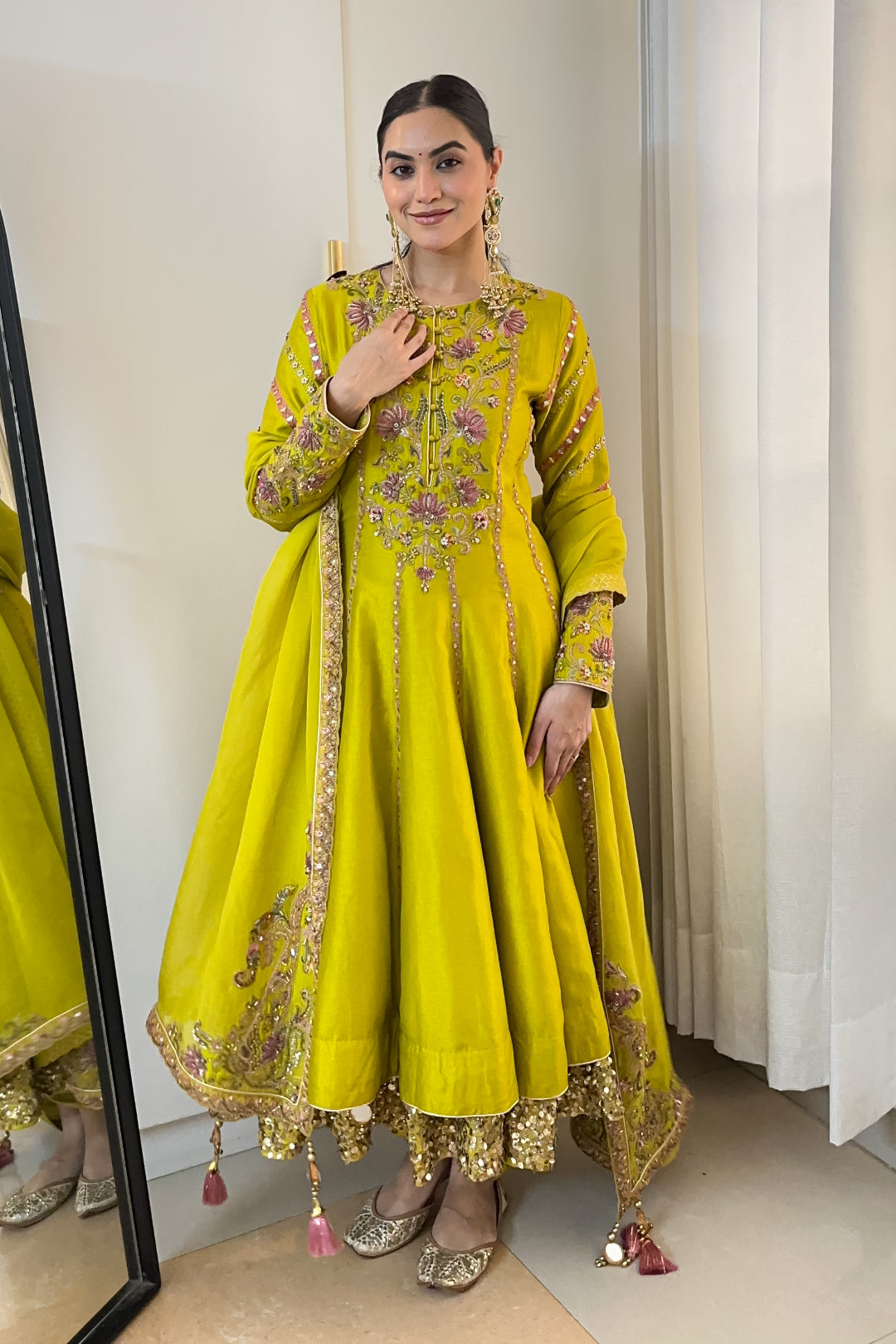 Akshita vohra In Chitra Lime Green Anarkali
