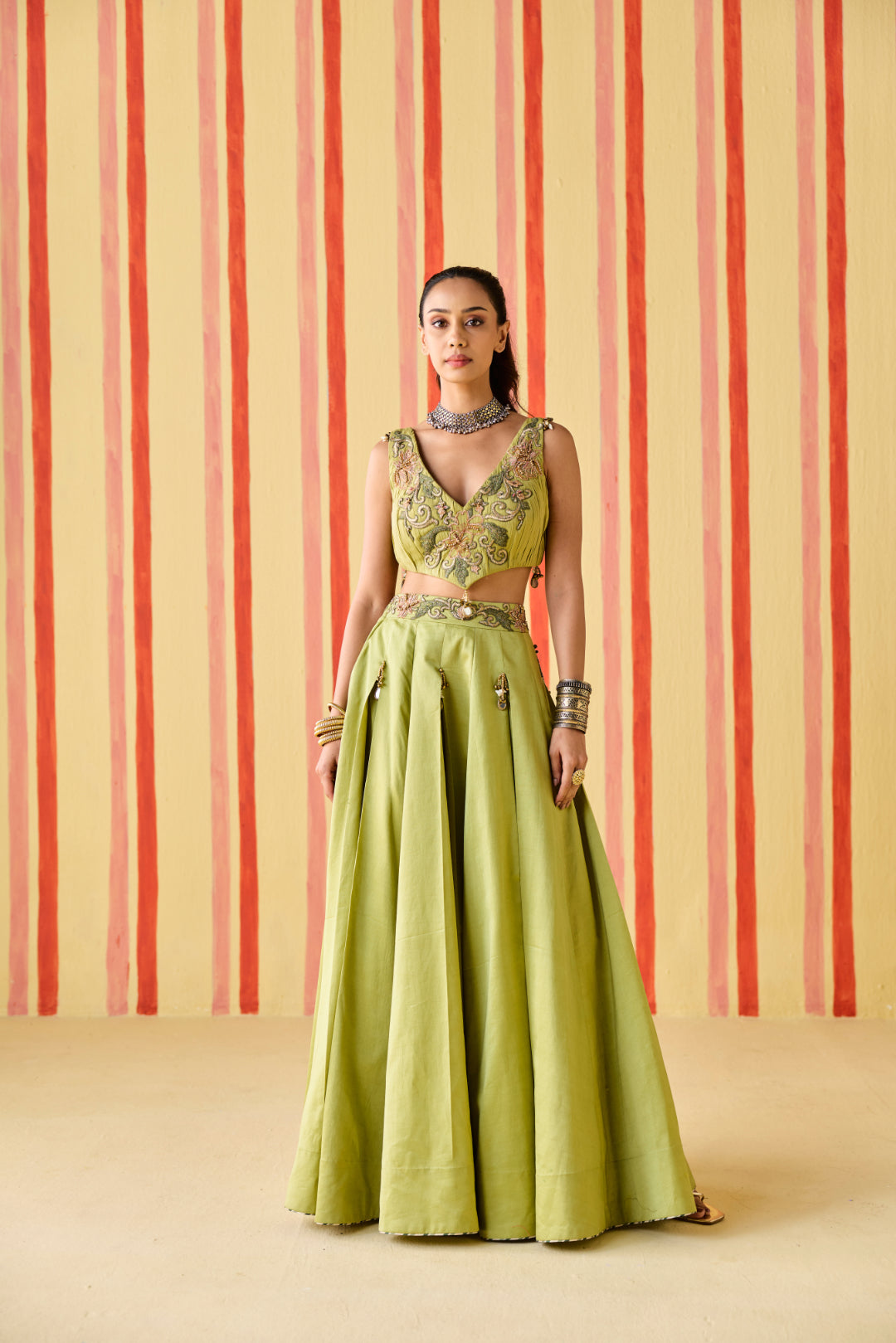 Gayatri Green Lehenga Set
