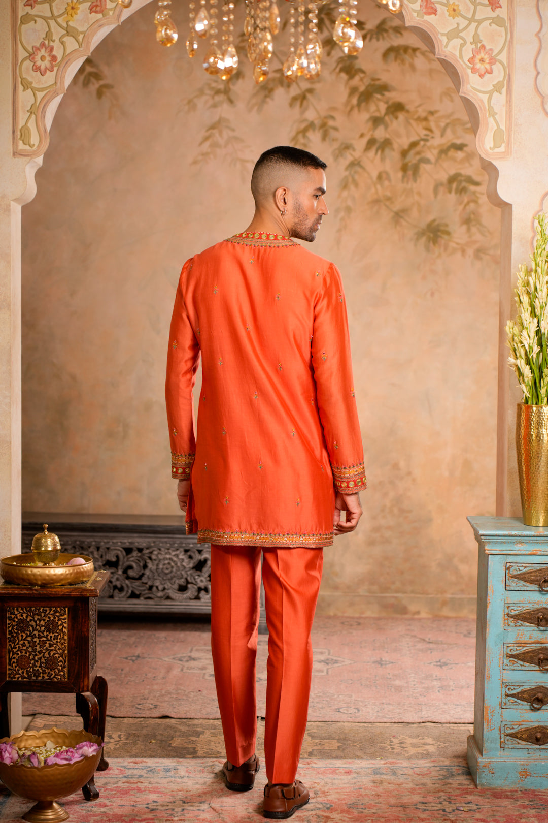 TEJ PEACH ORANGE  KURTA SET