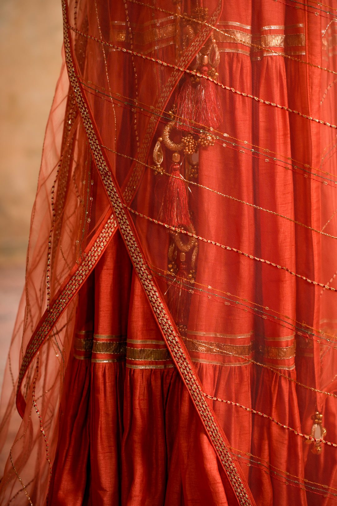 ZIYA PEACH ORANGE LEHENGA SET