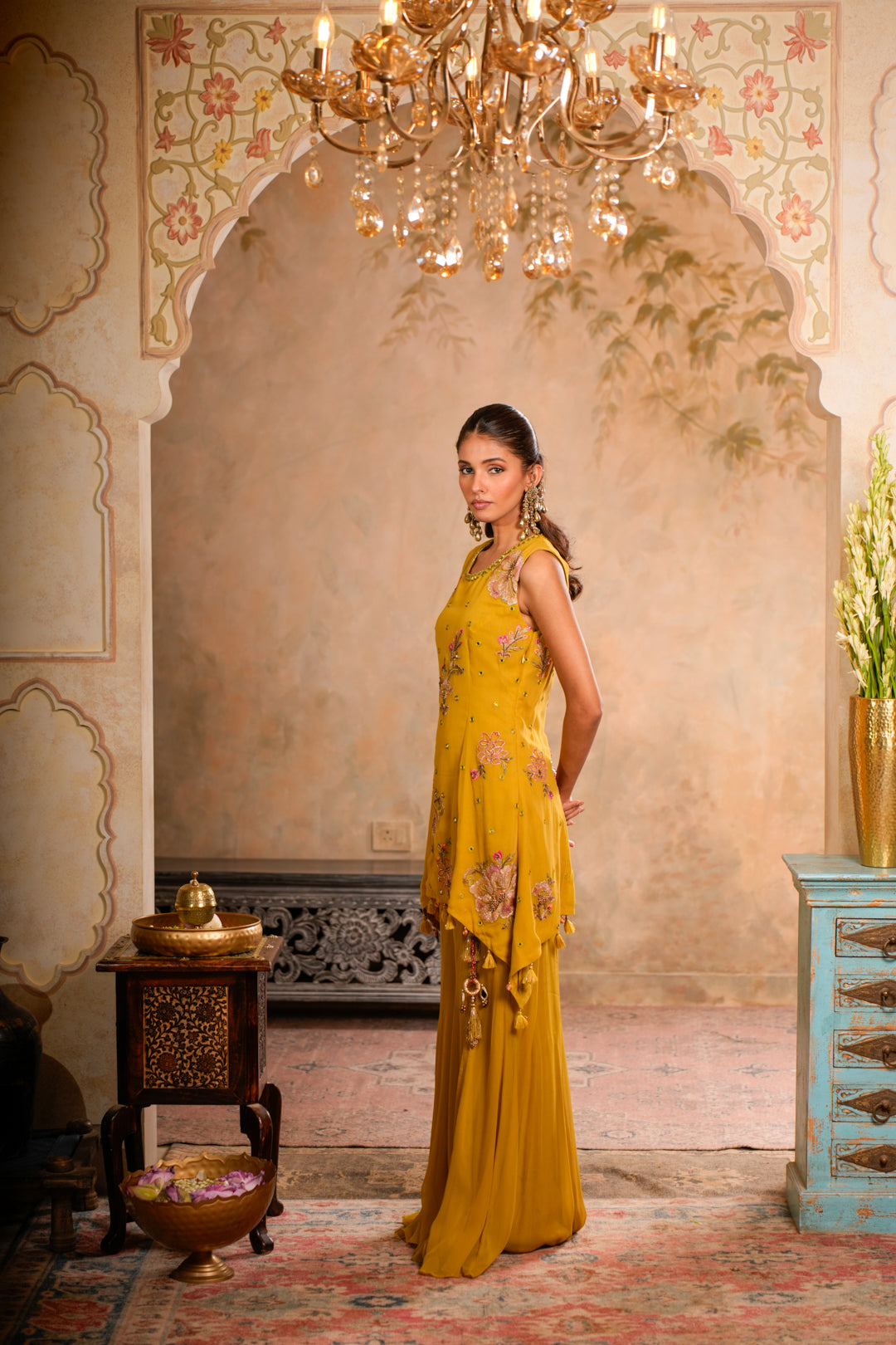 JHALAK GREENISH YELLOW SHARARA SET