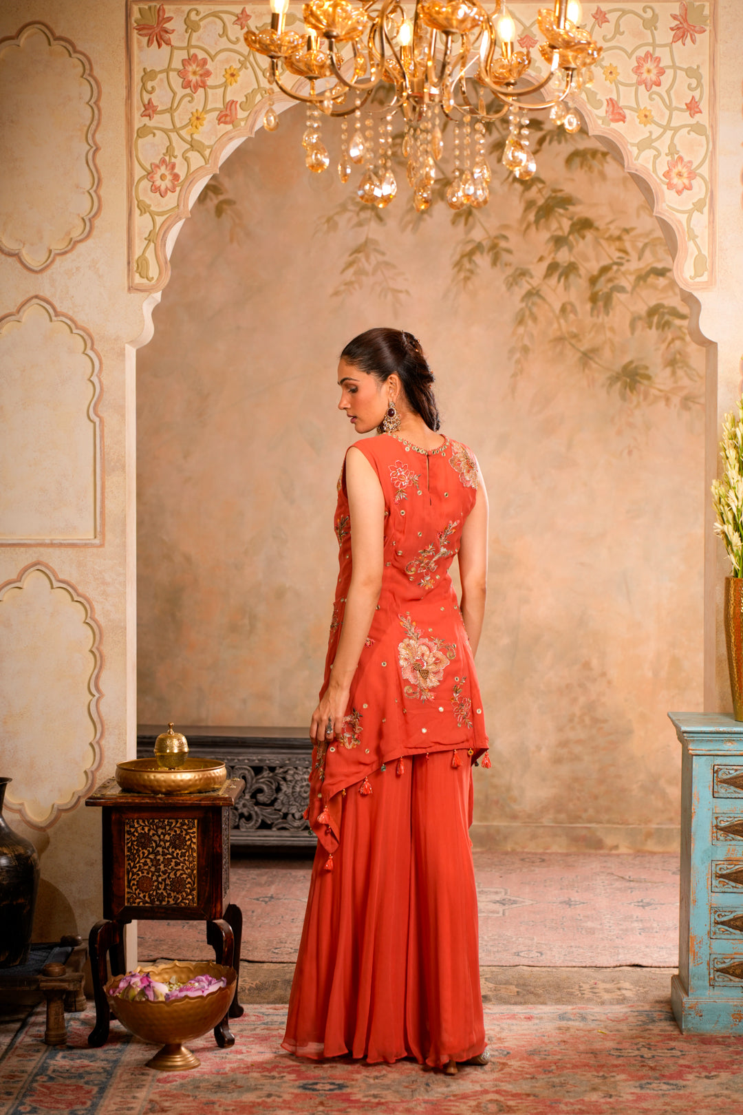JHALAK PEACH ORANGE SHARARA SET