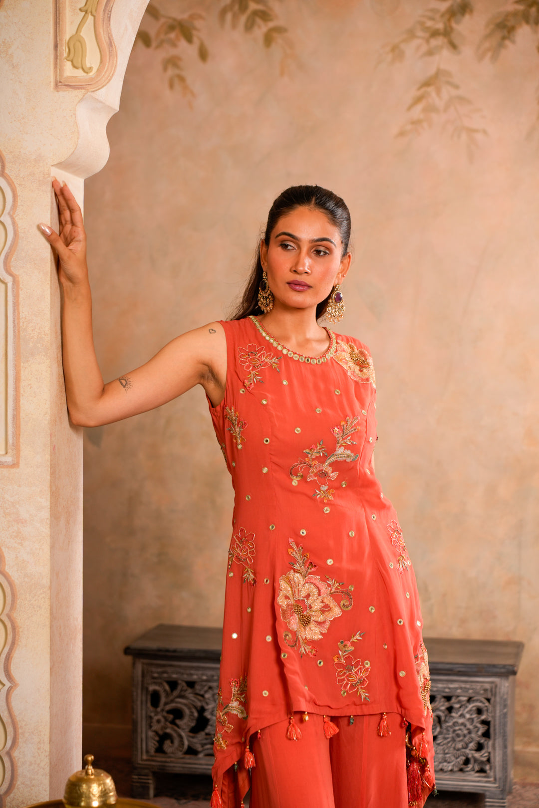 JHALAK PEACH ORANGE SHARARA SET