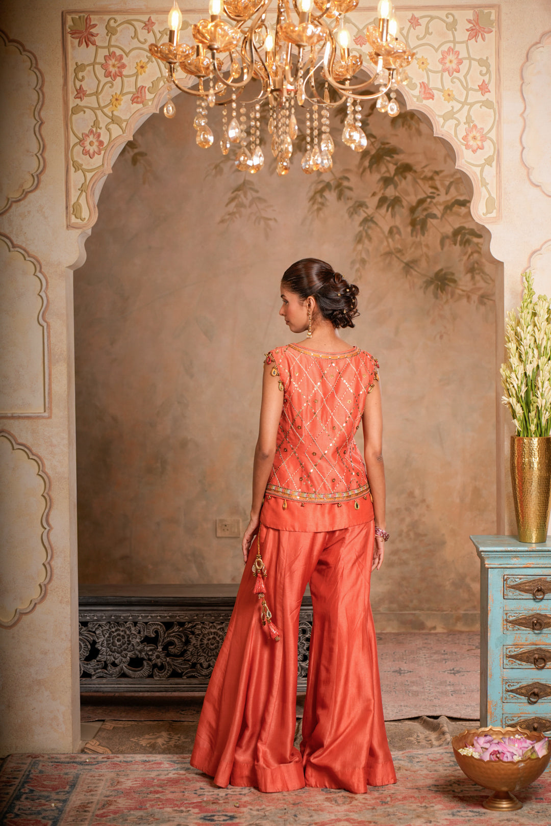 GUL PEACH ORANGE SHARARA SET