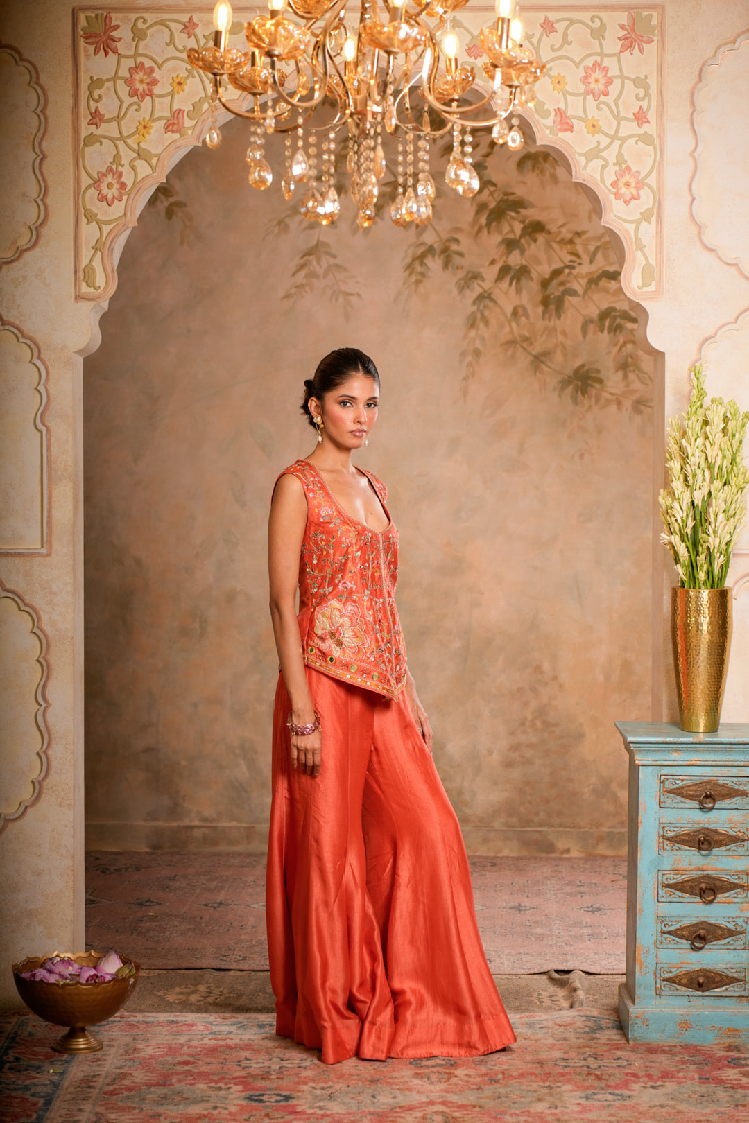 ROOH PEACH ORANGE SHARARA SET