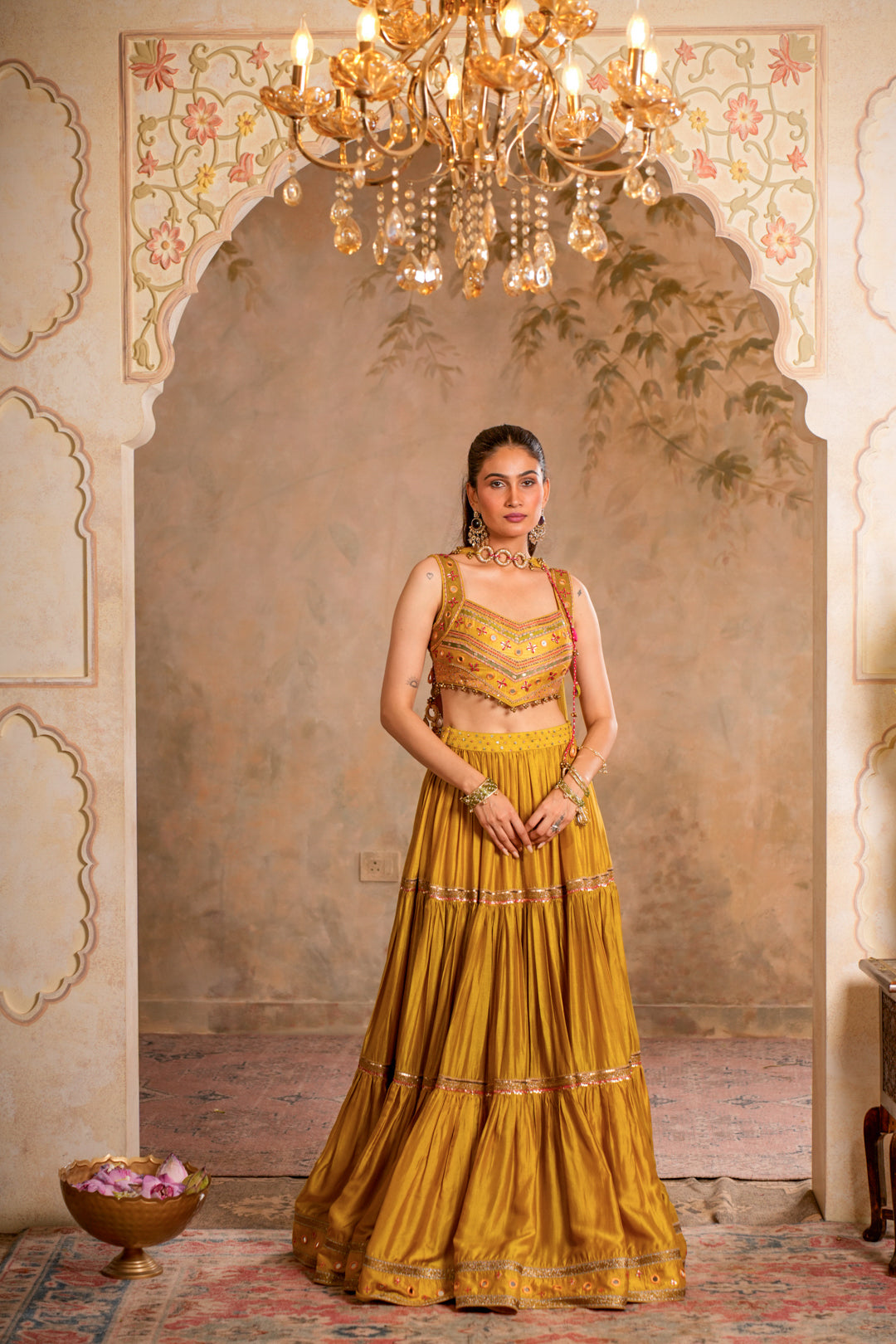 CHAADNI GREENISH YELLOW LEHENGA SET