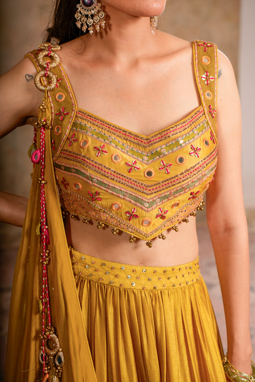 CHAADNI GREENISH YELLOW LEHENGA SET