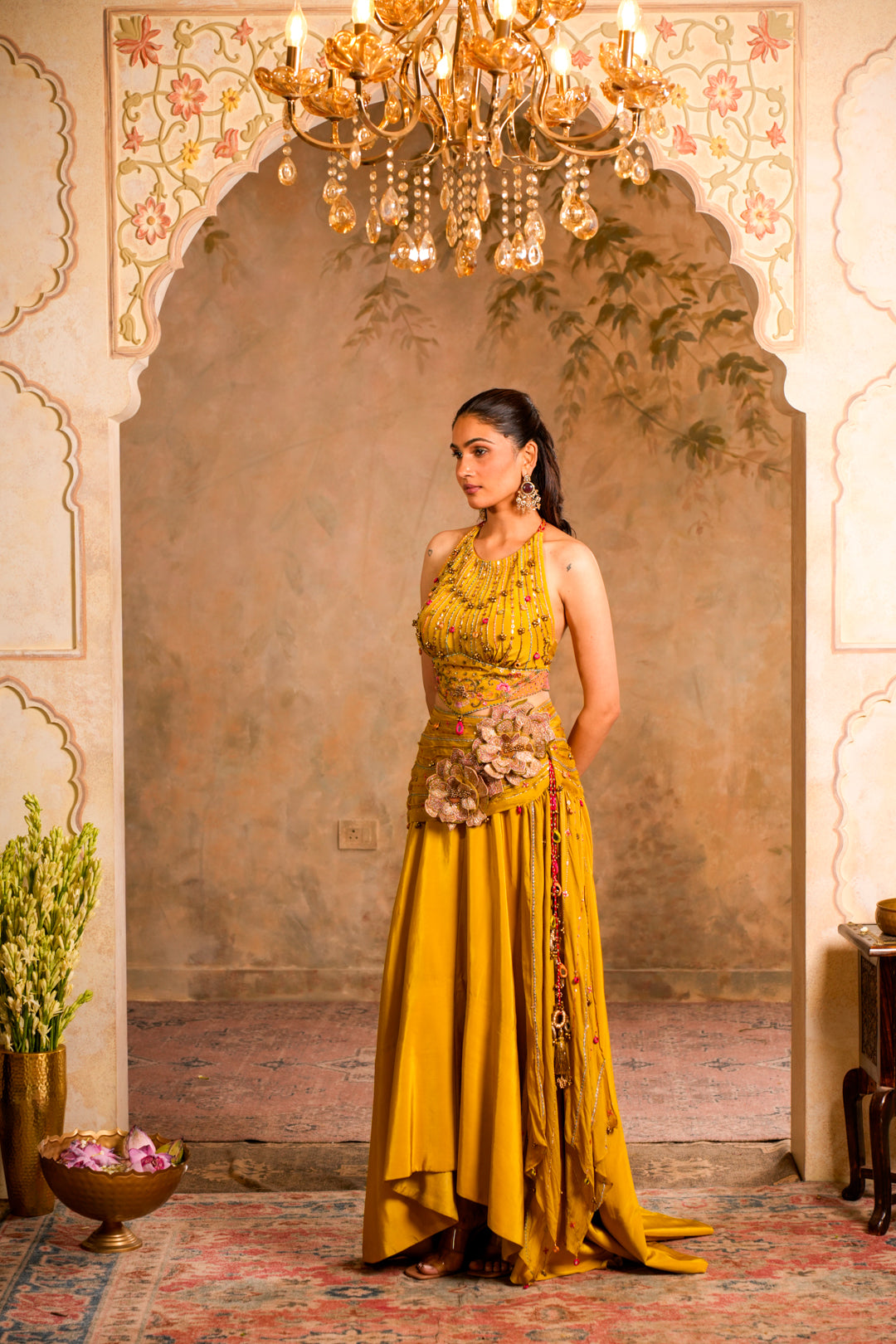 RIMJHIM GREENISH YELLOW LEHENGA SET