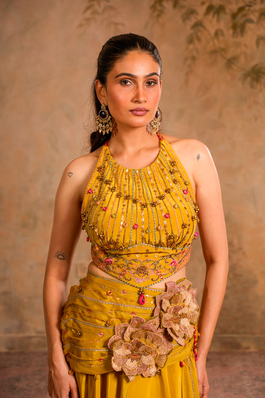 RIMJHIM GREENISH YELLOW LEHENGA SET