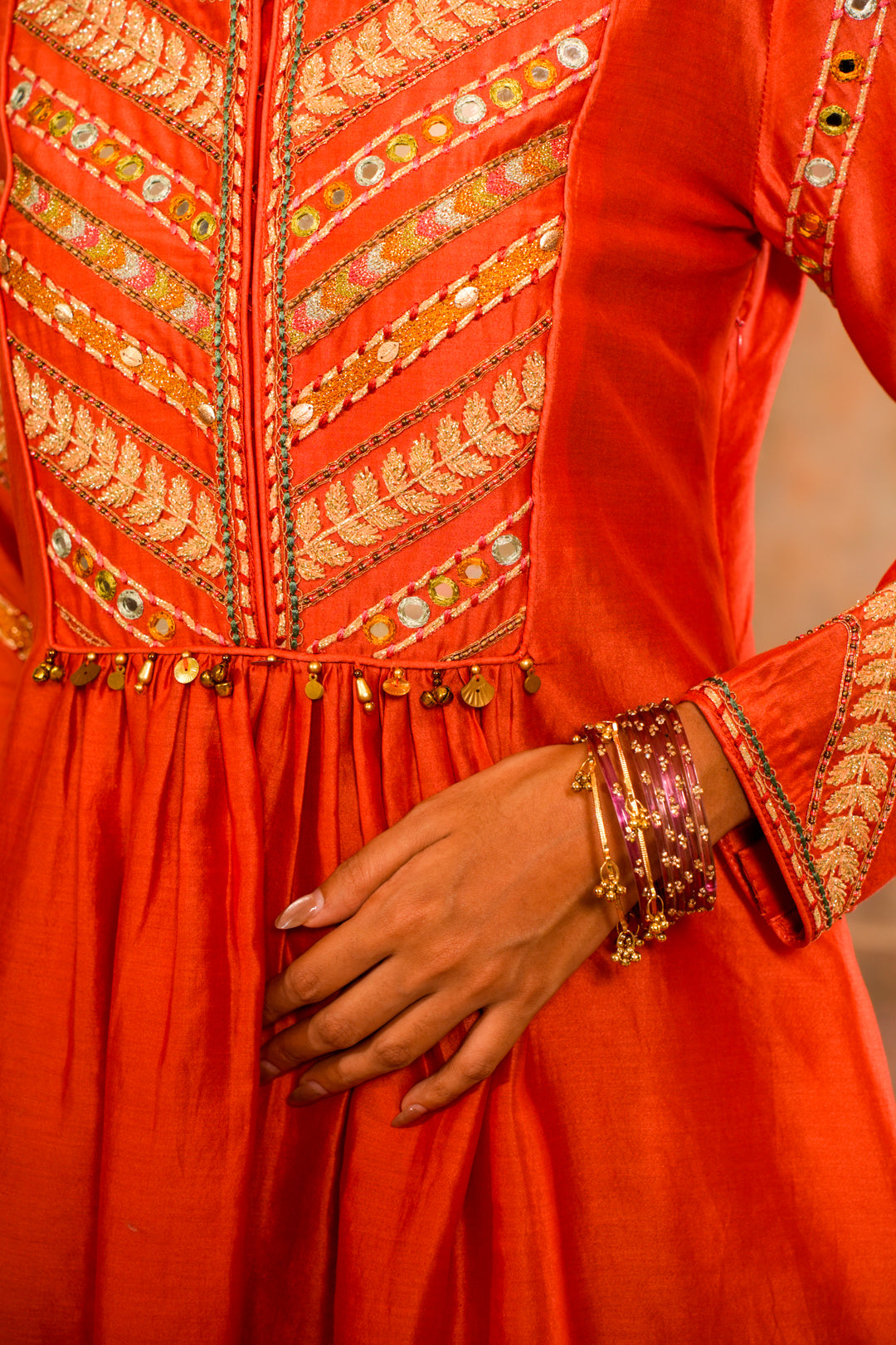 ERA PEACH ORANGE INDO WESTERN SET