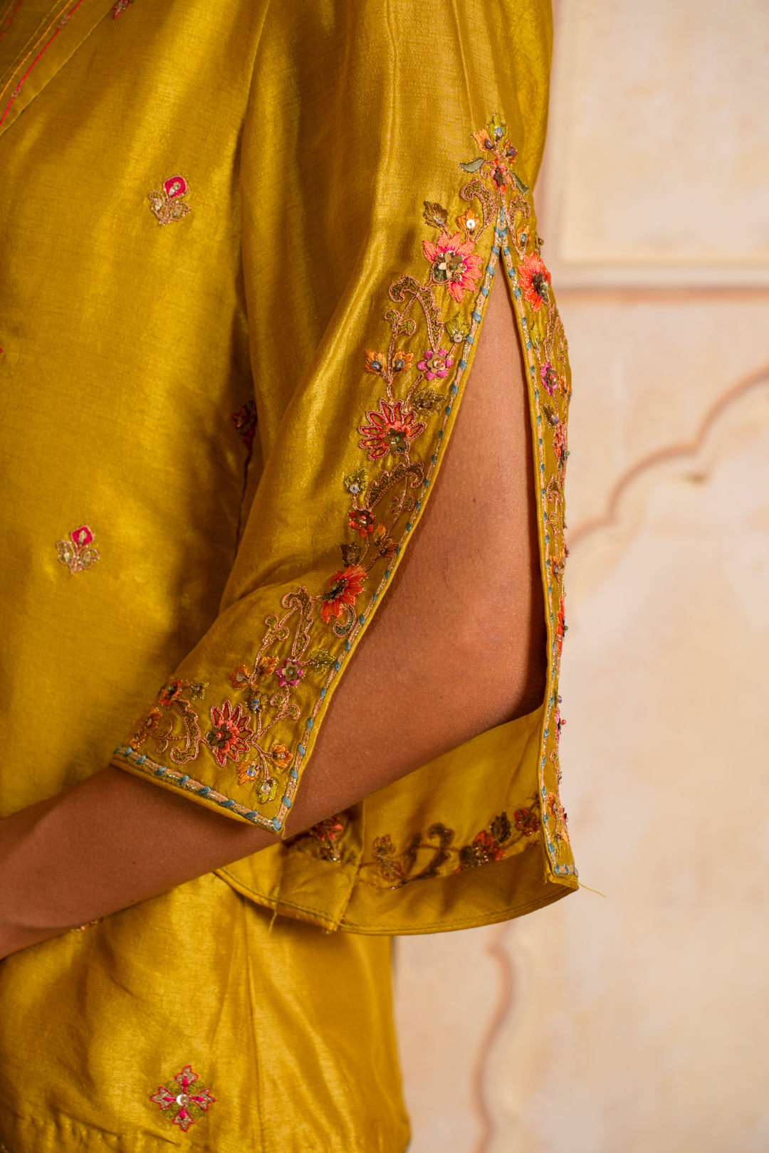 BAANI GREENISH YELLOW SHARARA SET