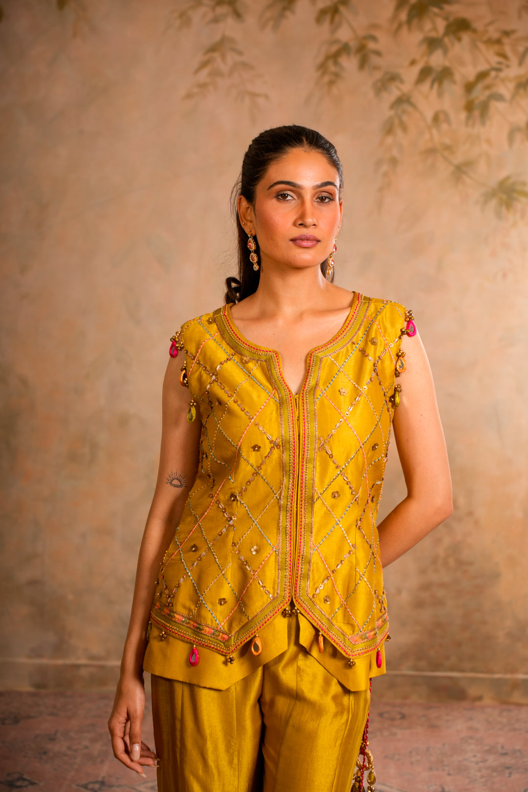 GUL GREENISH YELLOW SHARARA SET