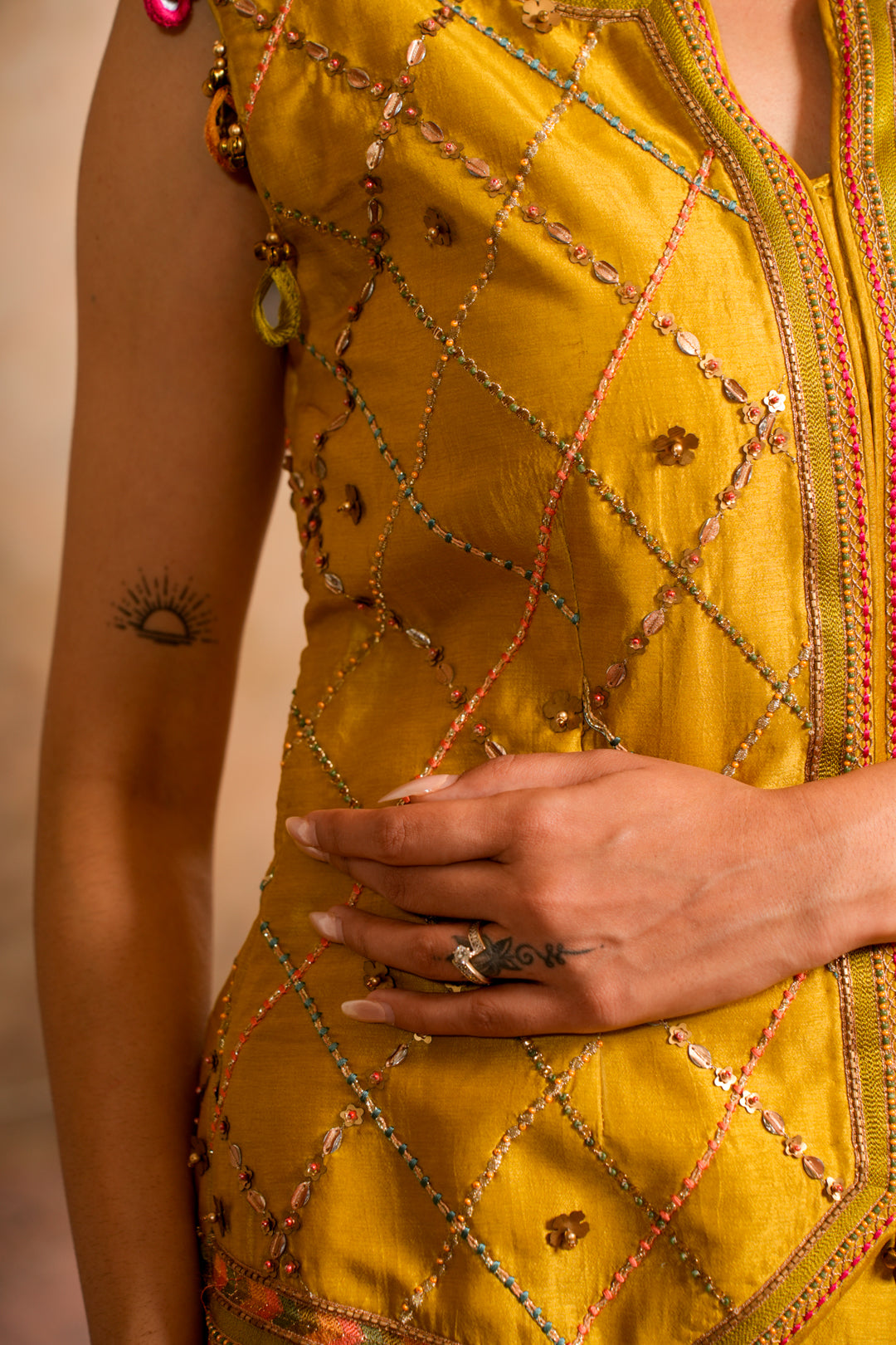 GUL GREENISH YELLOW SHARARA SET