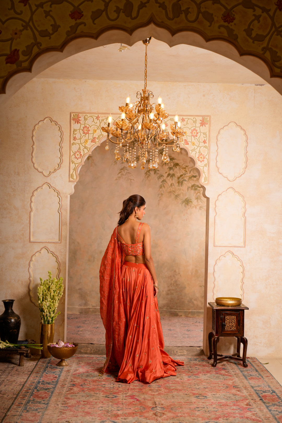 SAAZ PEACH ORANGE LEHENGA SET