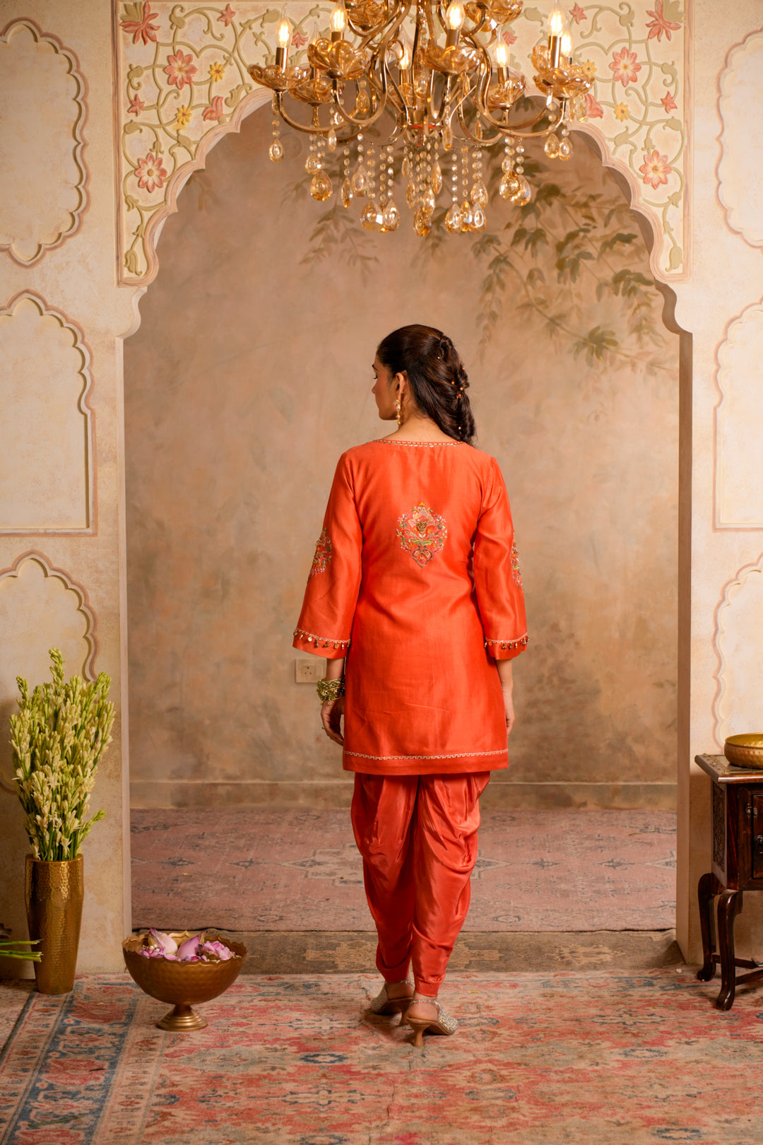 SIA PEACH ORANGE INDO WESTERN SET