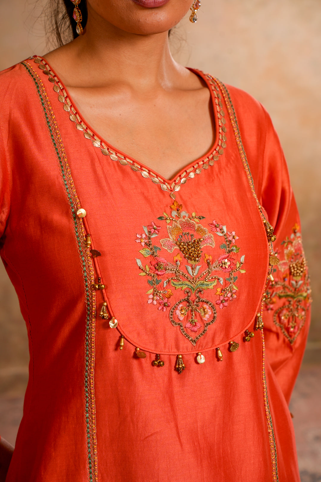 SIA PEACH ORANGE INDO WESTERN SET