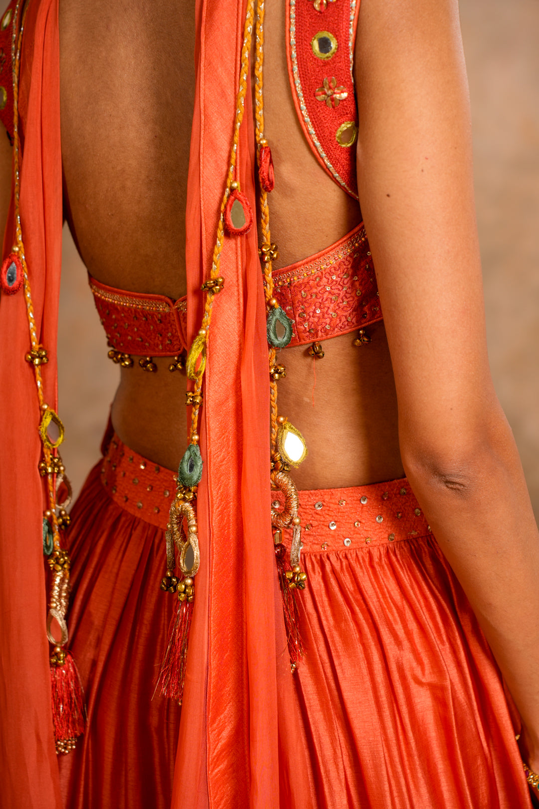 CHAADNI PEACH ORANGE LEHENGA SET