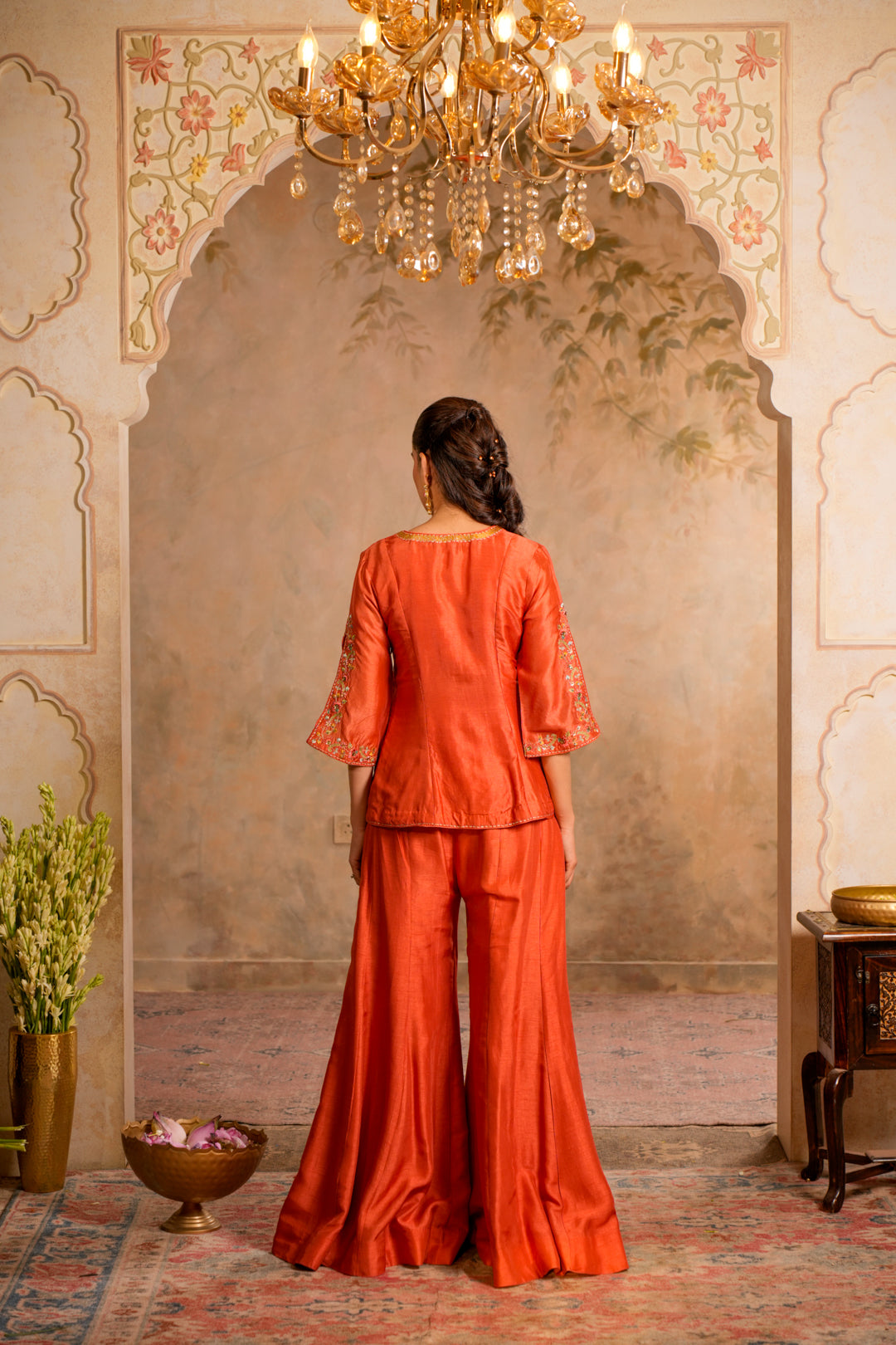 BAANI PEACH ORANGE SHARARA SET