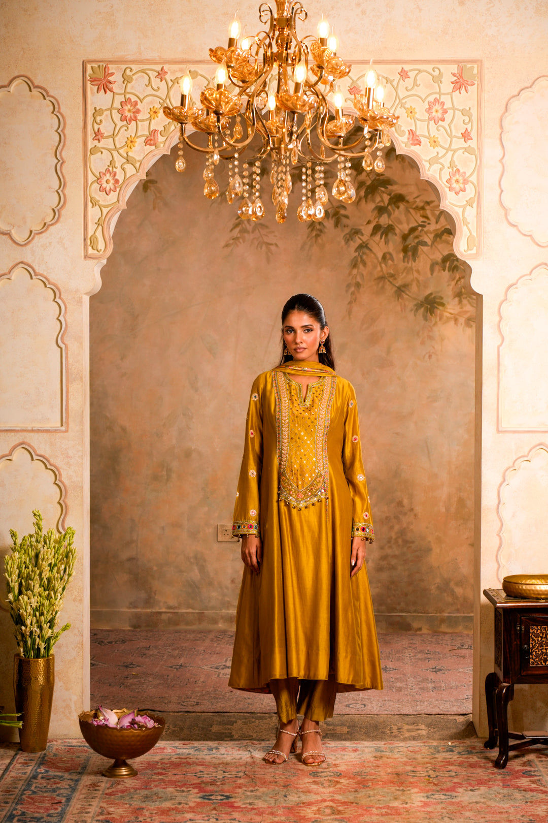 LEHER GREENISH YELLOW KURTA SET