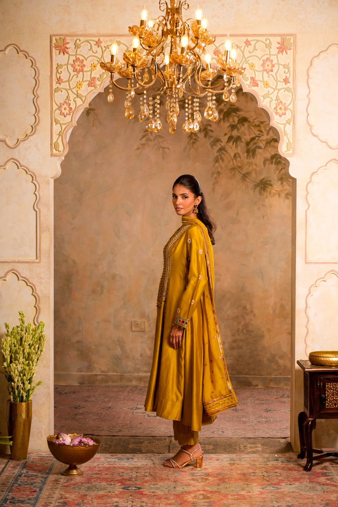 LEHER GREENISH YELLOW KURTA SET