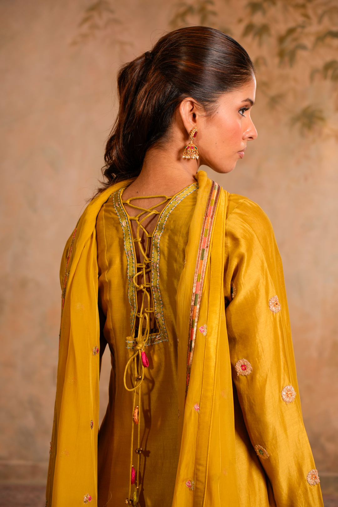 LEHER GREENISH YELLOW KURTA SET