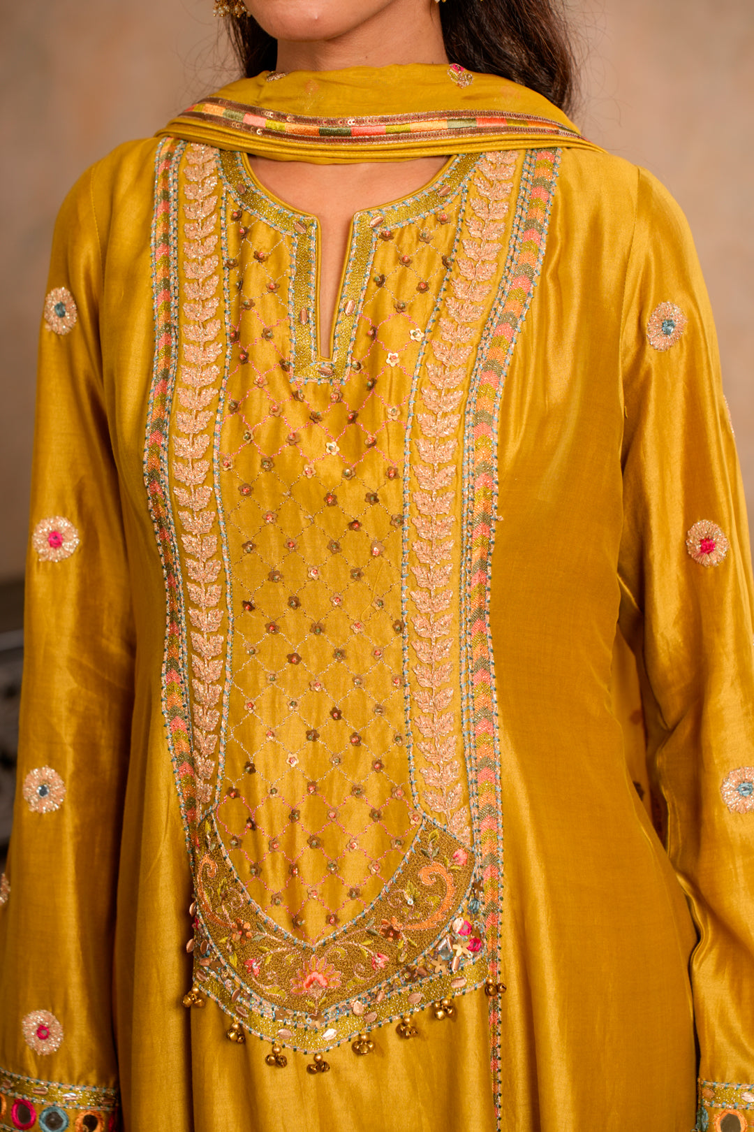 LEHER GREENISH YELLOW KURTA SET