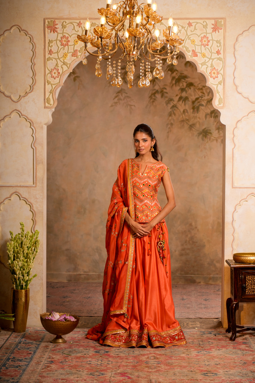 KIRAN PEACH ORANGE LEHENGA SET